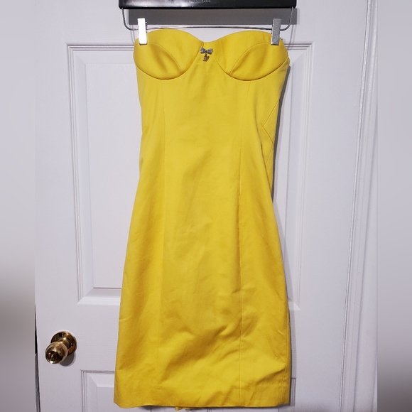 DSQUARED2 Dresses Dsquared2 Strapless Yellow Bustier Corset Midi